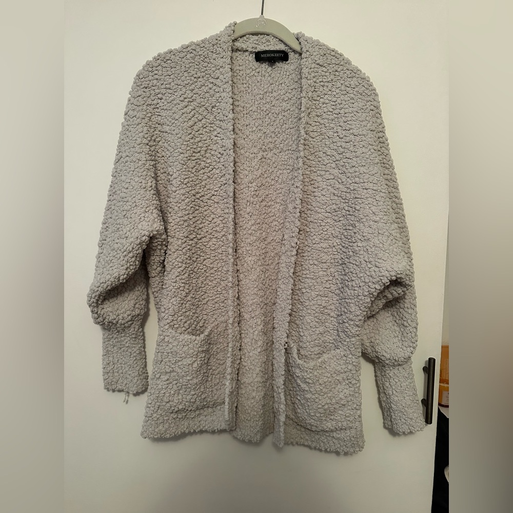Merokeety oversized off white cardigan